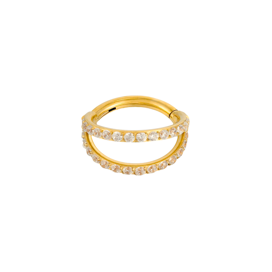 PVD Gold Double ring with gems