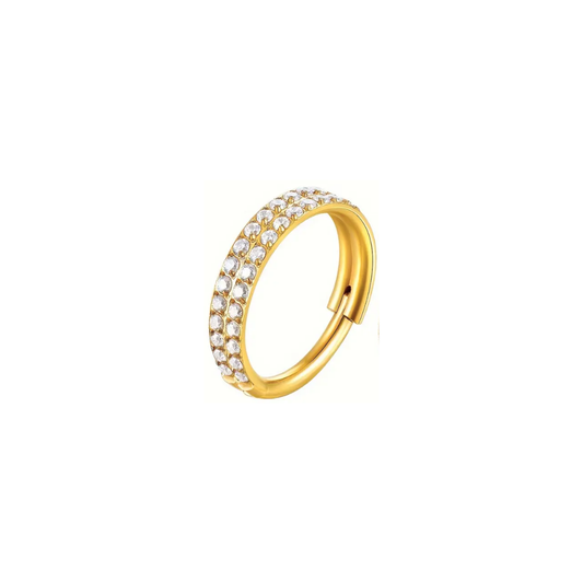 PVD Gold Ring with 2 gem rows