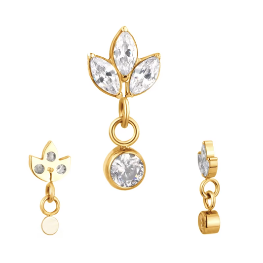 PVD Gold Top with a hanging gem