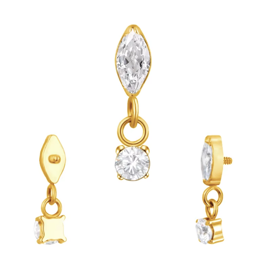 PVD Gold Top with a hanging gem