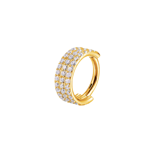 PVD Gold Ring with 3 gem rows