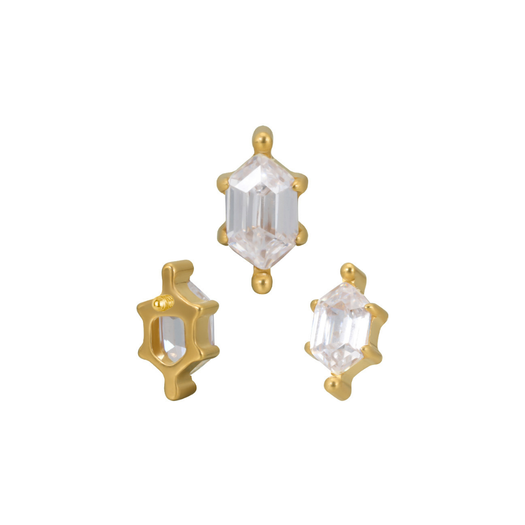 PVD Gold top with a gem