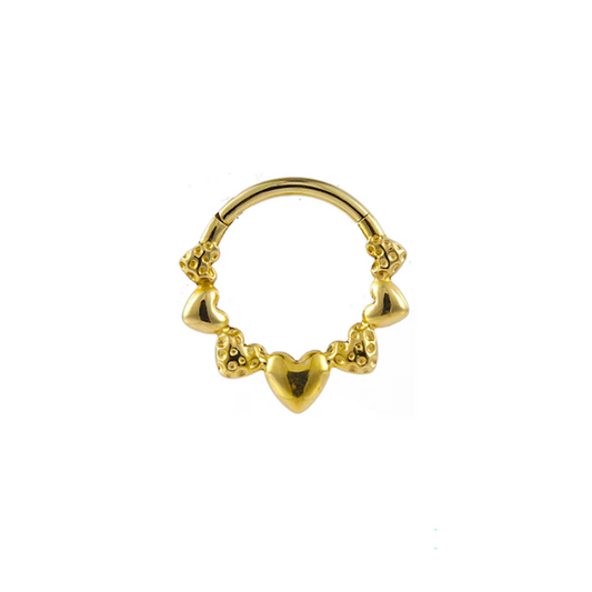 PVD Gold Ring with hearts