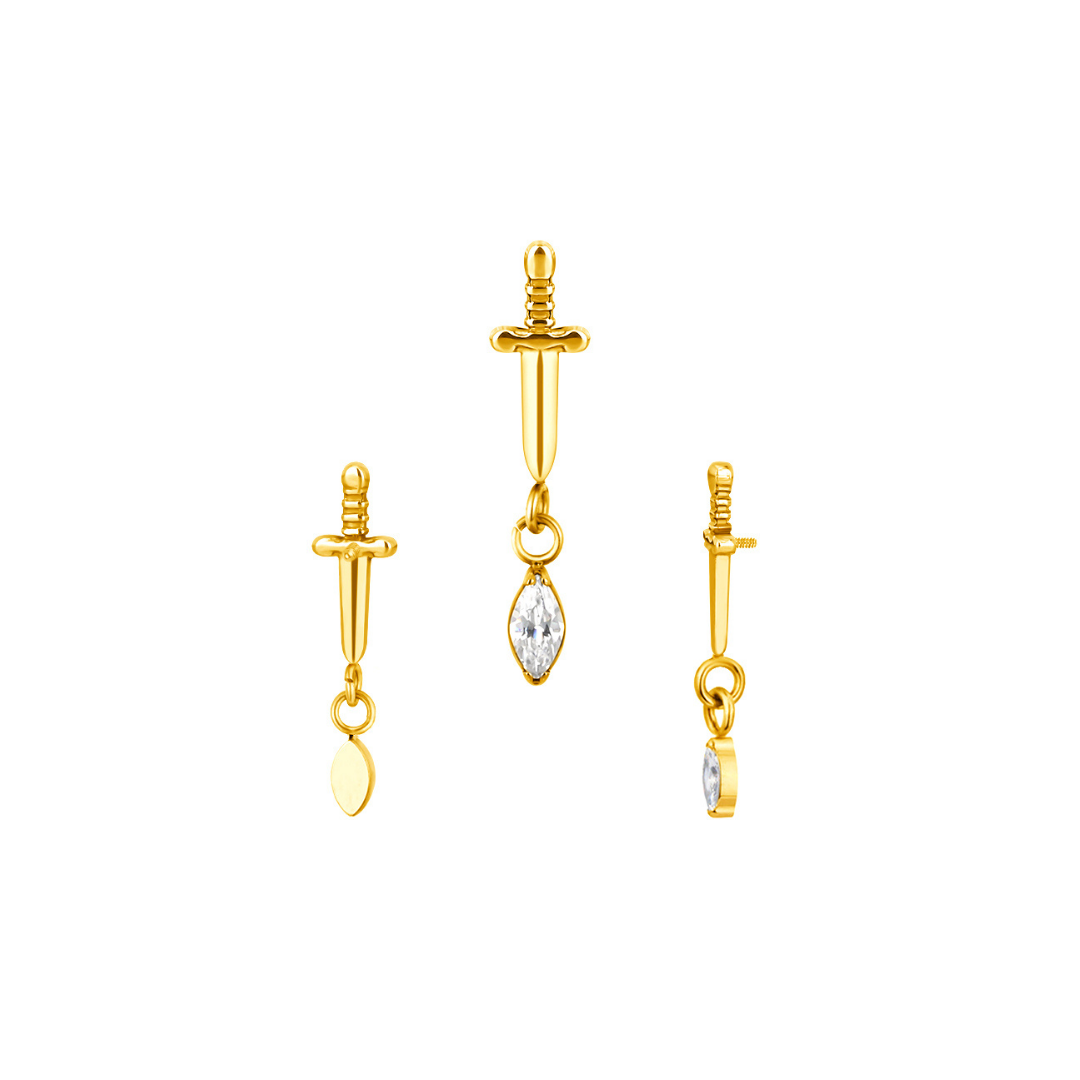 PVD Gold Top with a hanging gem