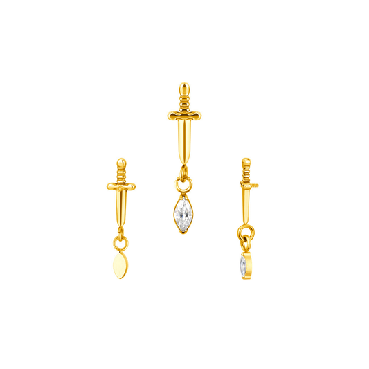 PVD Gold Top with a hanging gem