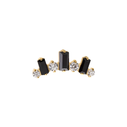 PVD Gold Clear and black gem cluster