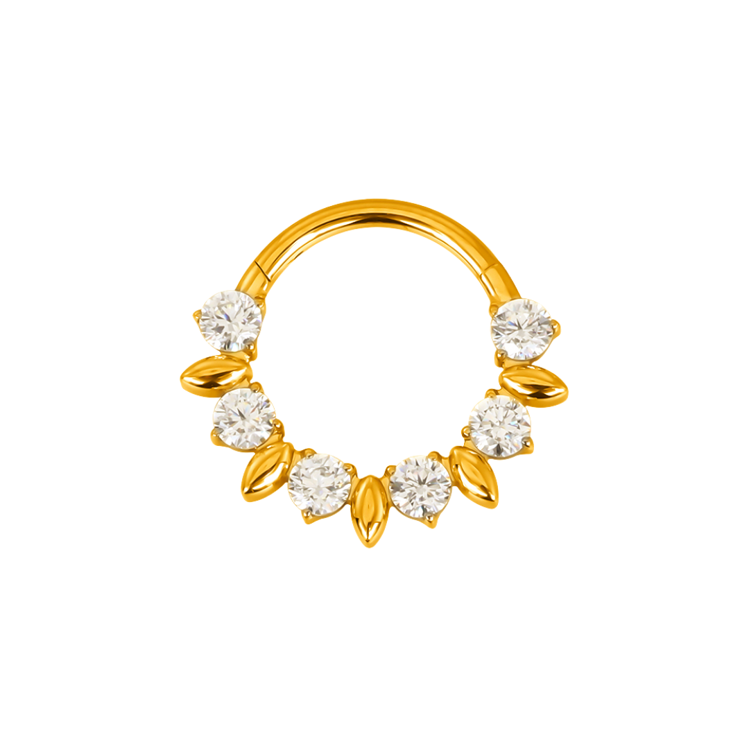 PVD Gold Gem and titanium marquise ring