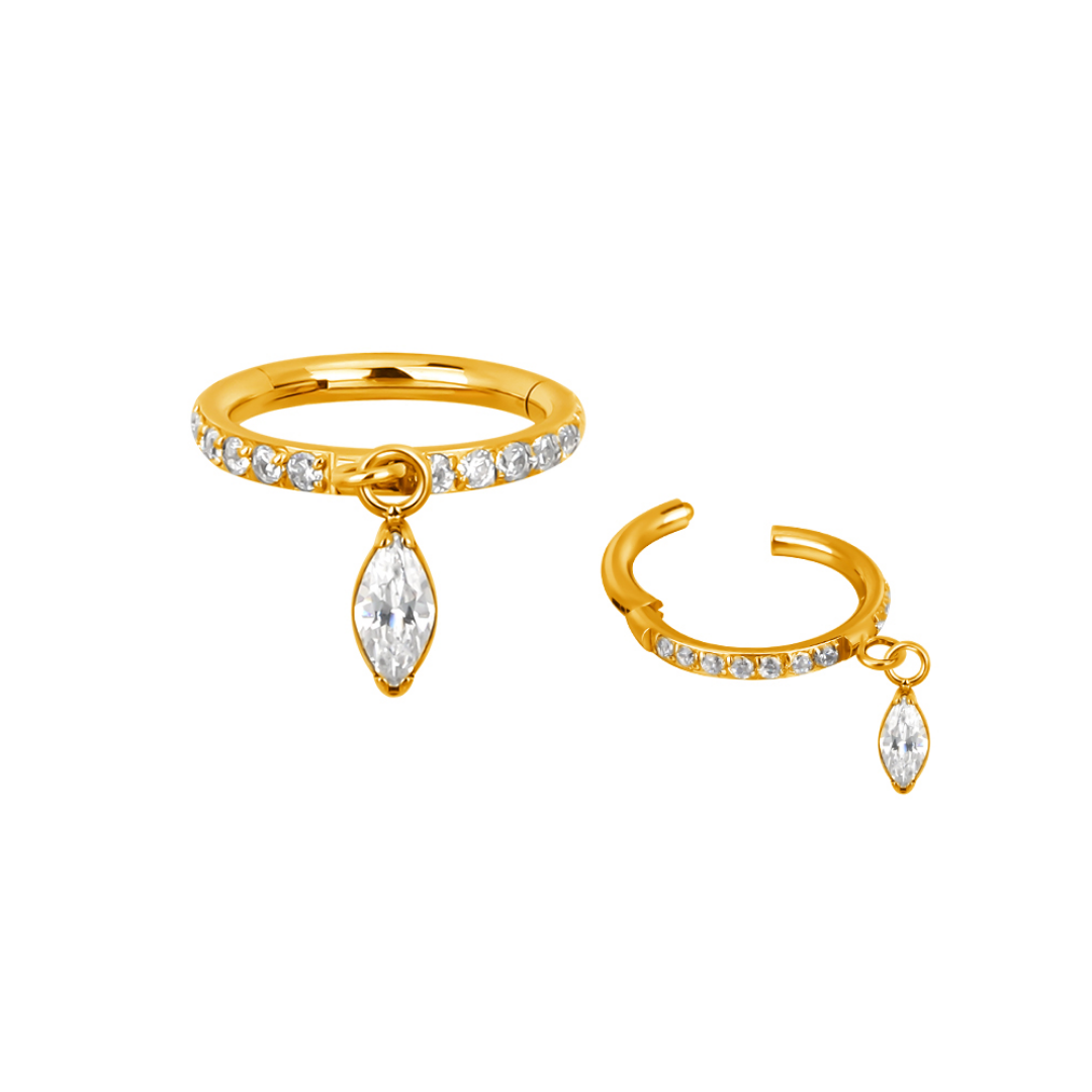 PVD Gold Ring with a marquise charm