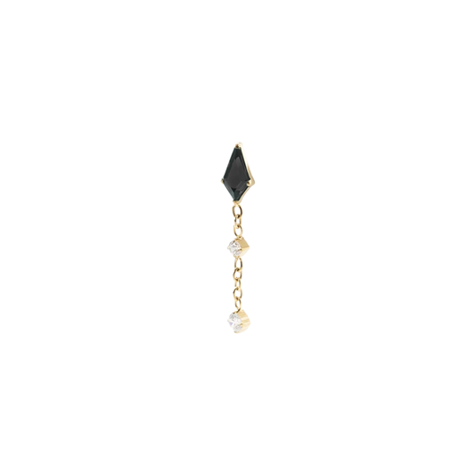 PVD Gold Black gem with dangle