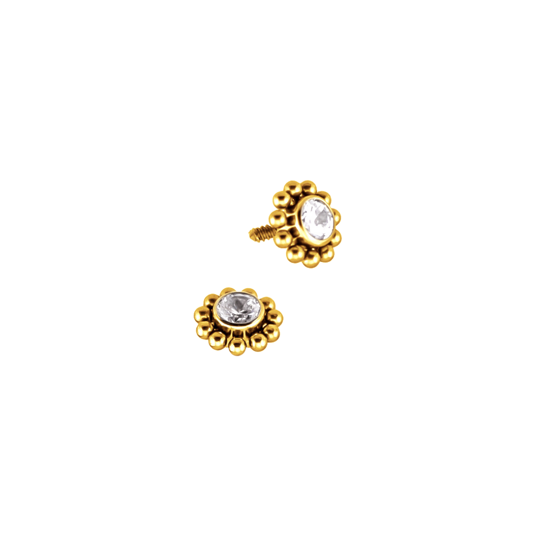 PVD Gold top with a gem
