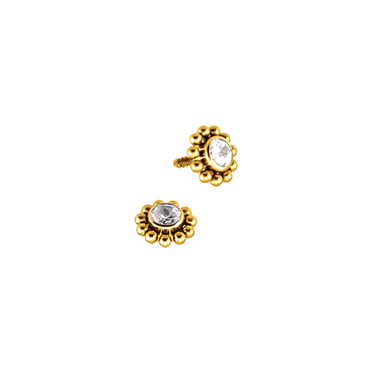 PVD Gold top with a gem