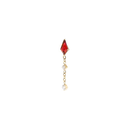 PVD Gold Red gem with dangle