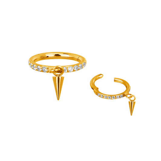 PVD Gold Ring with a spike charm