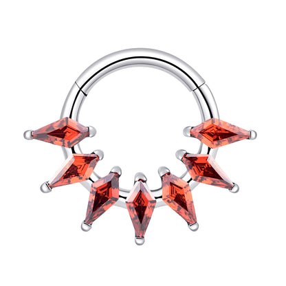 Ring with red marquise gems