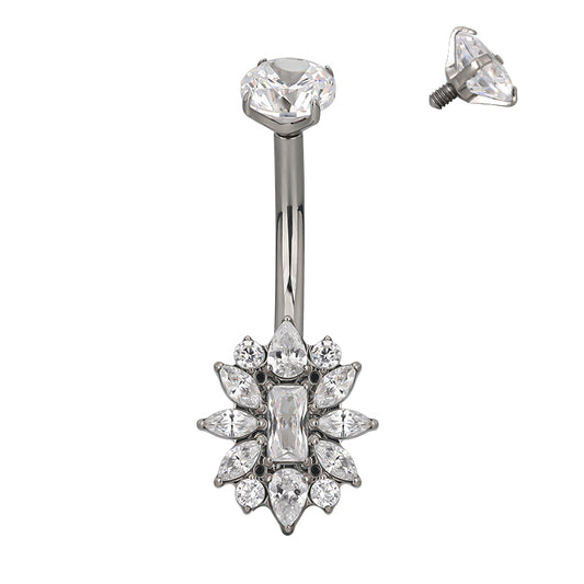 Navel barbell with gems