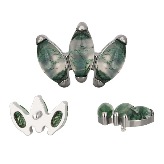 Moss agate triple marquise