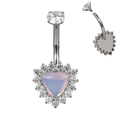 Navel barbell with rose quartz