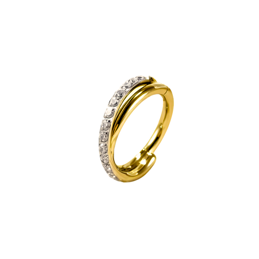 PVD Gold Twisting ring with gems