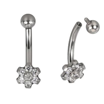 Eyebrow/rook barbell with a flower