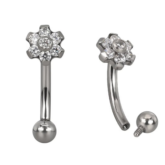 Eyebrow/rook barbell with a flower