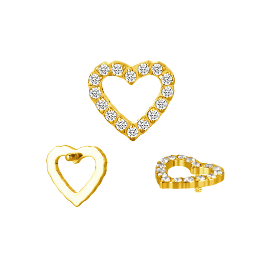 PVD Gold Clear gem heart