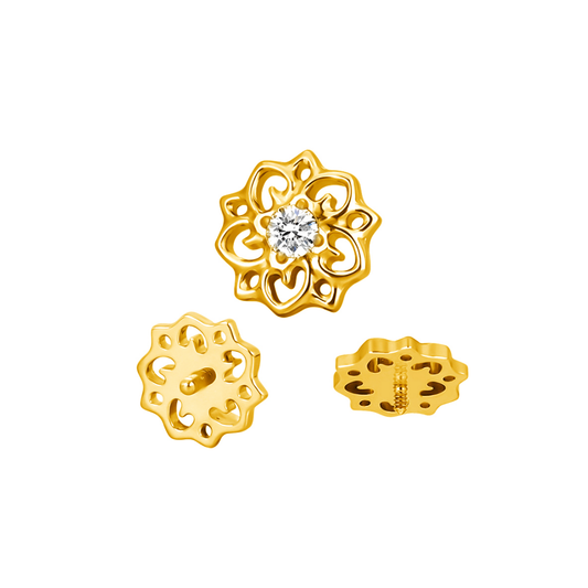 PVD Gold Swirl flower with a gem