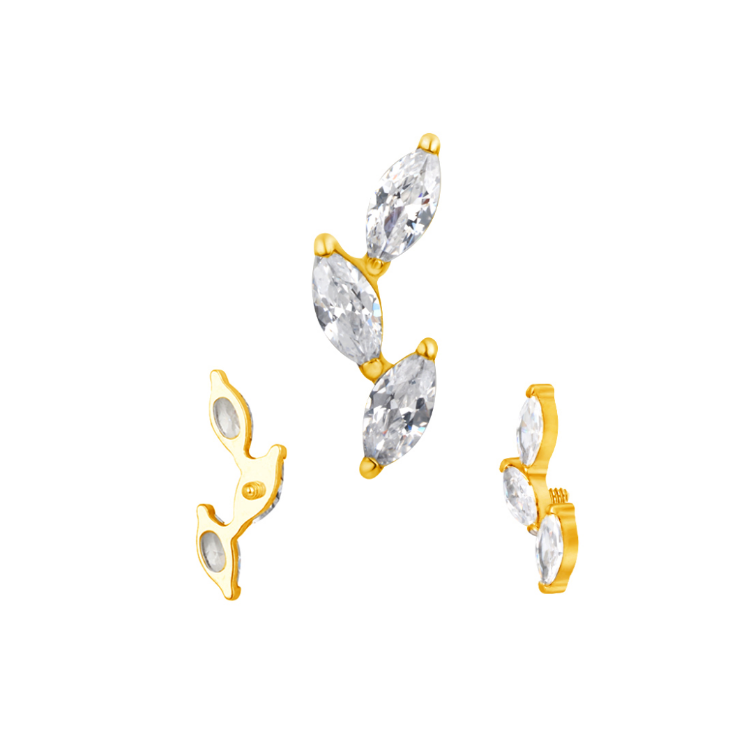 PVD Gold Clear gem cluster