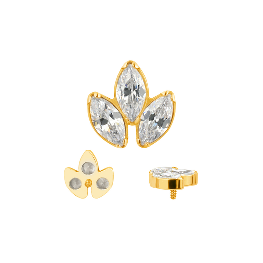 PVD Gold Clear gem cluster