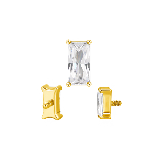 PVD Gold Small rectangle gem