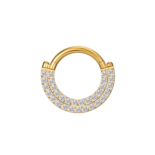 PVD Gold Ring with two gem rows