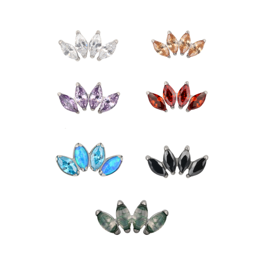 Keturių markizės formos cirkonių topas