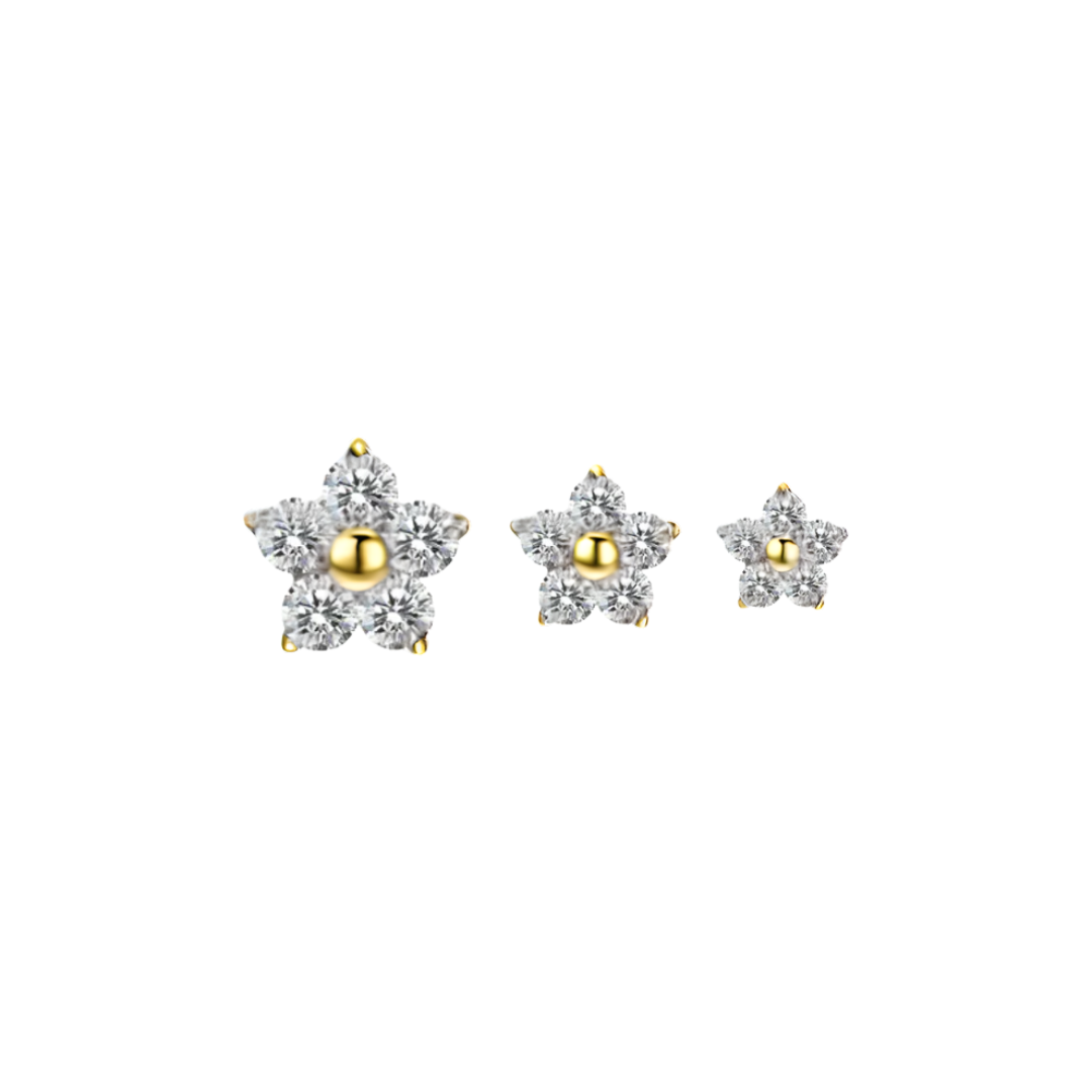 PVD Gold Five gem flower
