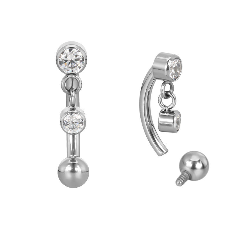 Eyebrow/rook barbell with a dangle