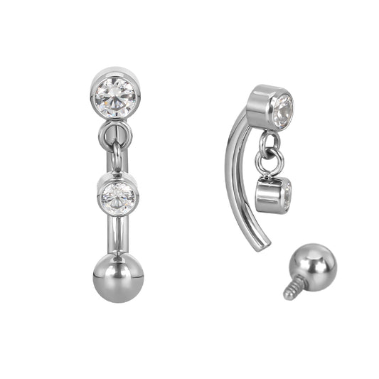 Eyebrow/rook barbell with a dangle