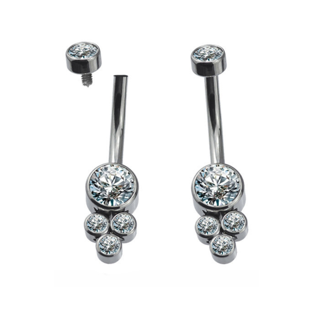 Navel barbell with gems