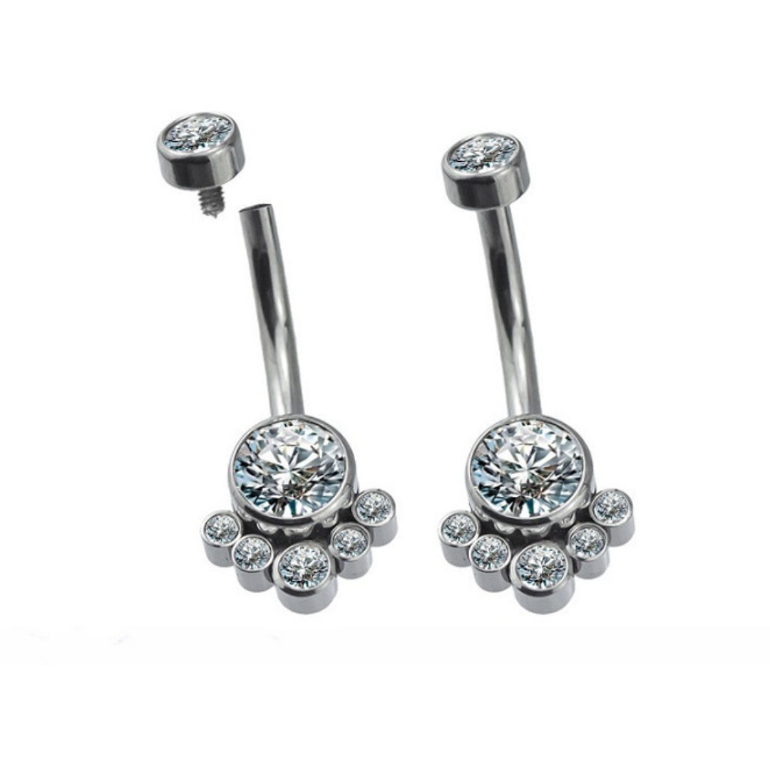 Navel barbell with gems