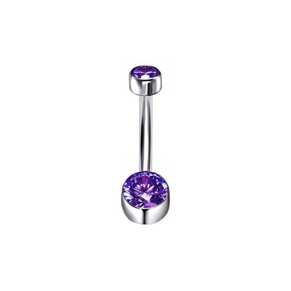 Navel barbell with colored gems