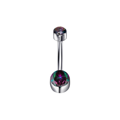 Navel barbell with colored gems