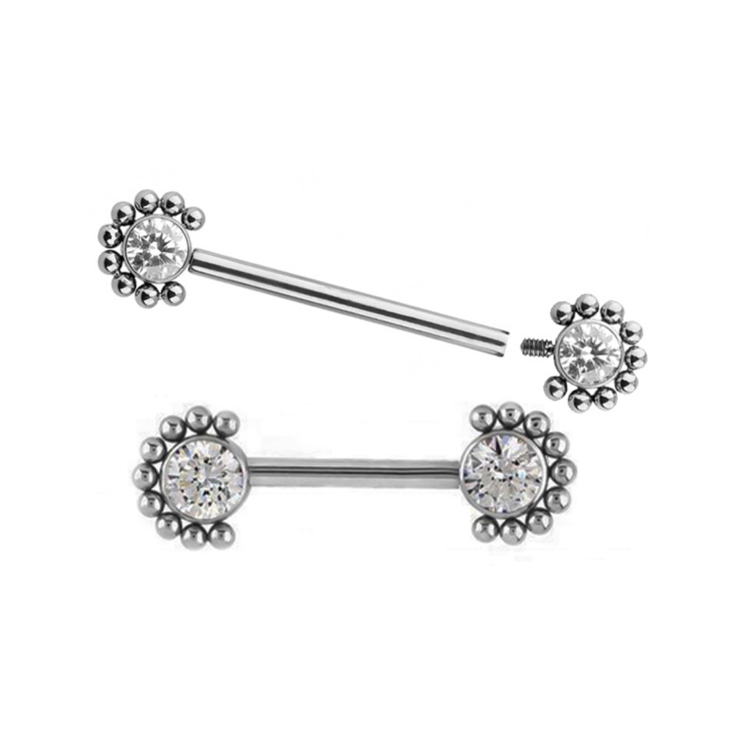 Straight barbell with gems