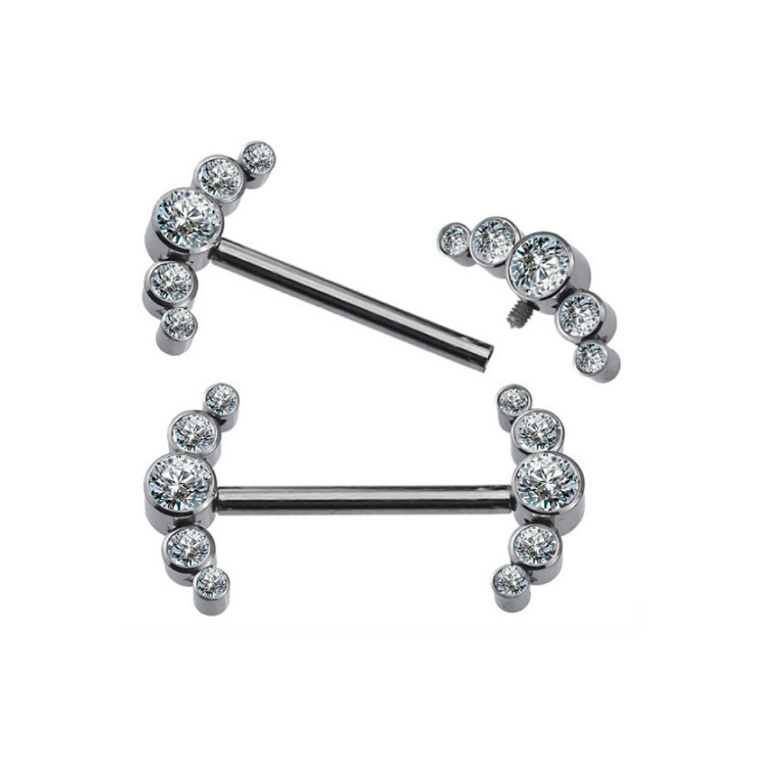 Straight barbell with gems