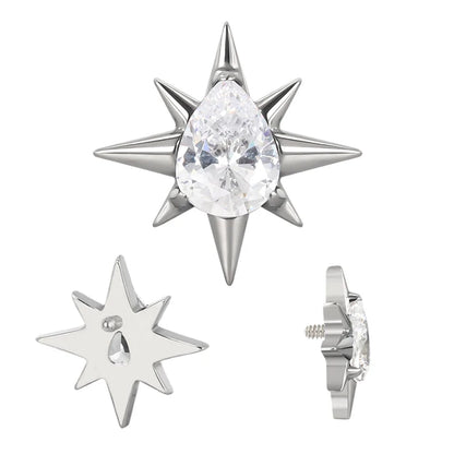 Žvaigždė su kriaušės formos cirkoniu