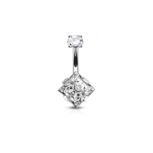 Navel barbell with square gem