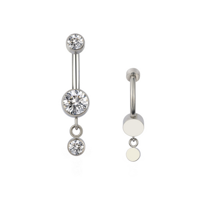 Navel barbell with hanging gem