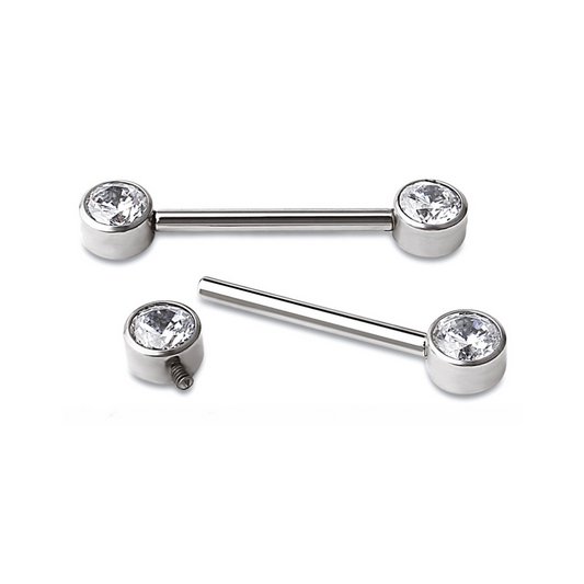 Straight barbell with gems